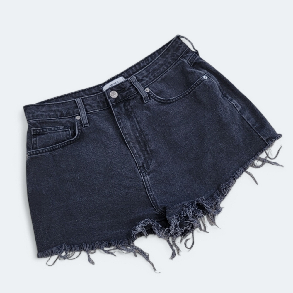 Forever 21 High Waist Black Cut off Denim Jeans Shorts Size US 30